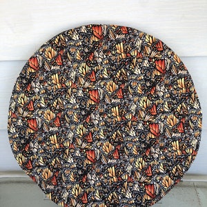 BUTTERFLY  MONARCHS steering wheel cover, 7 layers quilted fabrics, golf cart sun shade sheild, wheel & hands heat protector, quilters gift