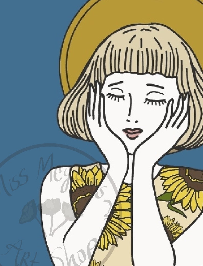 Sunflower Dress Art Print Digital Print Figure Fashion Etsy