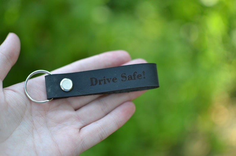 Drive Safe Leather Keychain Custom Leather Key Fob I Love You Etsy