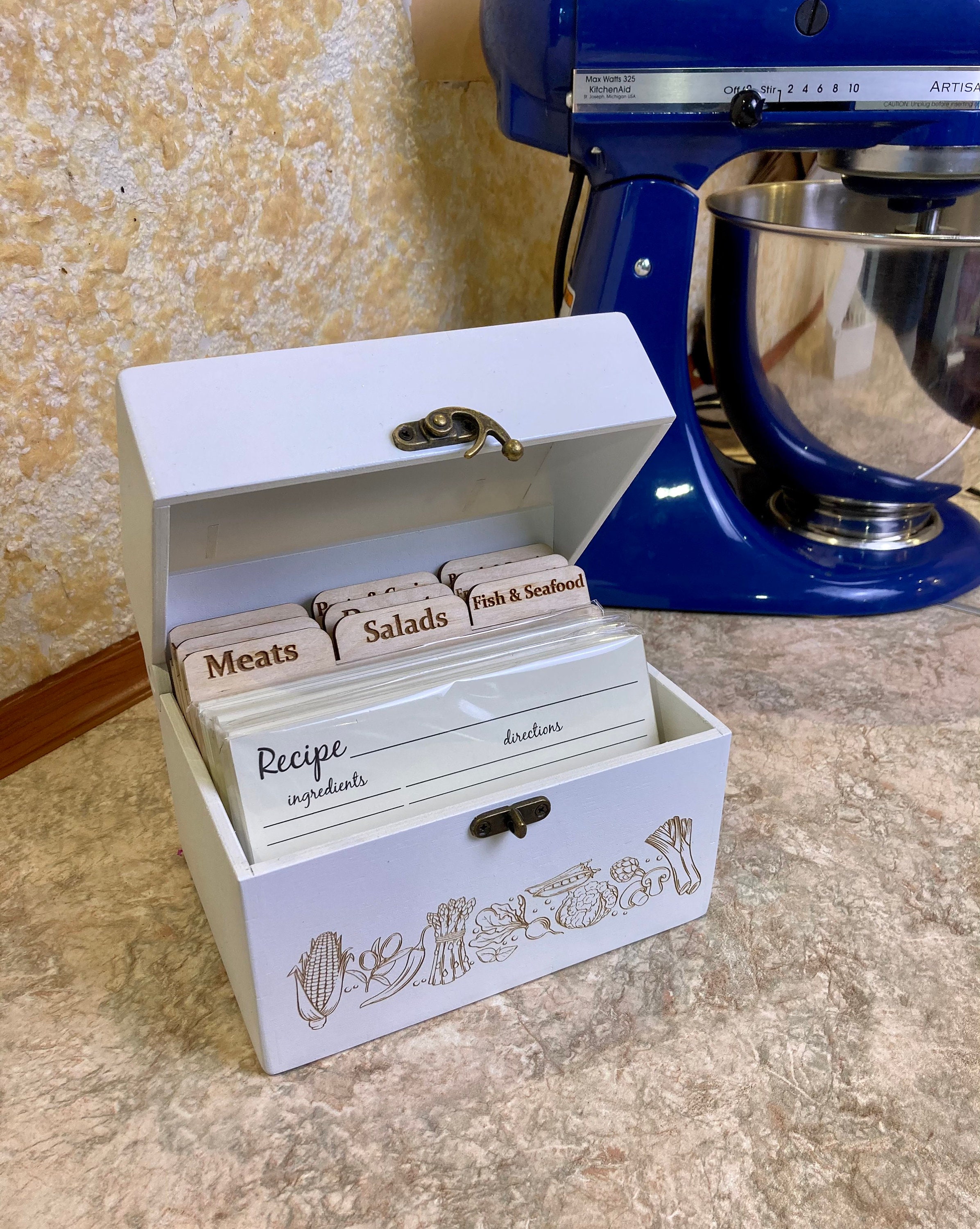 Personalized Recipe Box with Cards and Dividers 4x6 Wooden Etsy