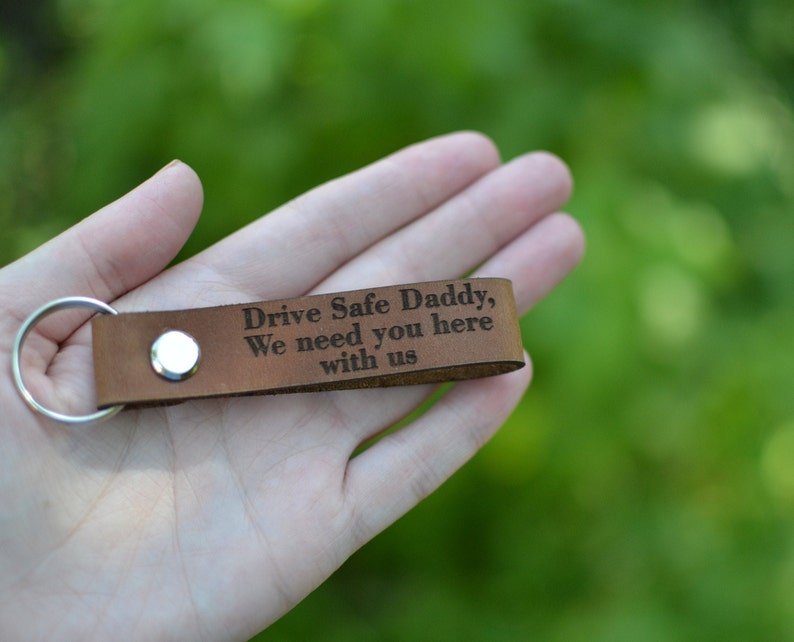Drive Safe Leather Keychain Custom Leather Key Fob I Love You Etsy