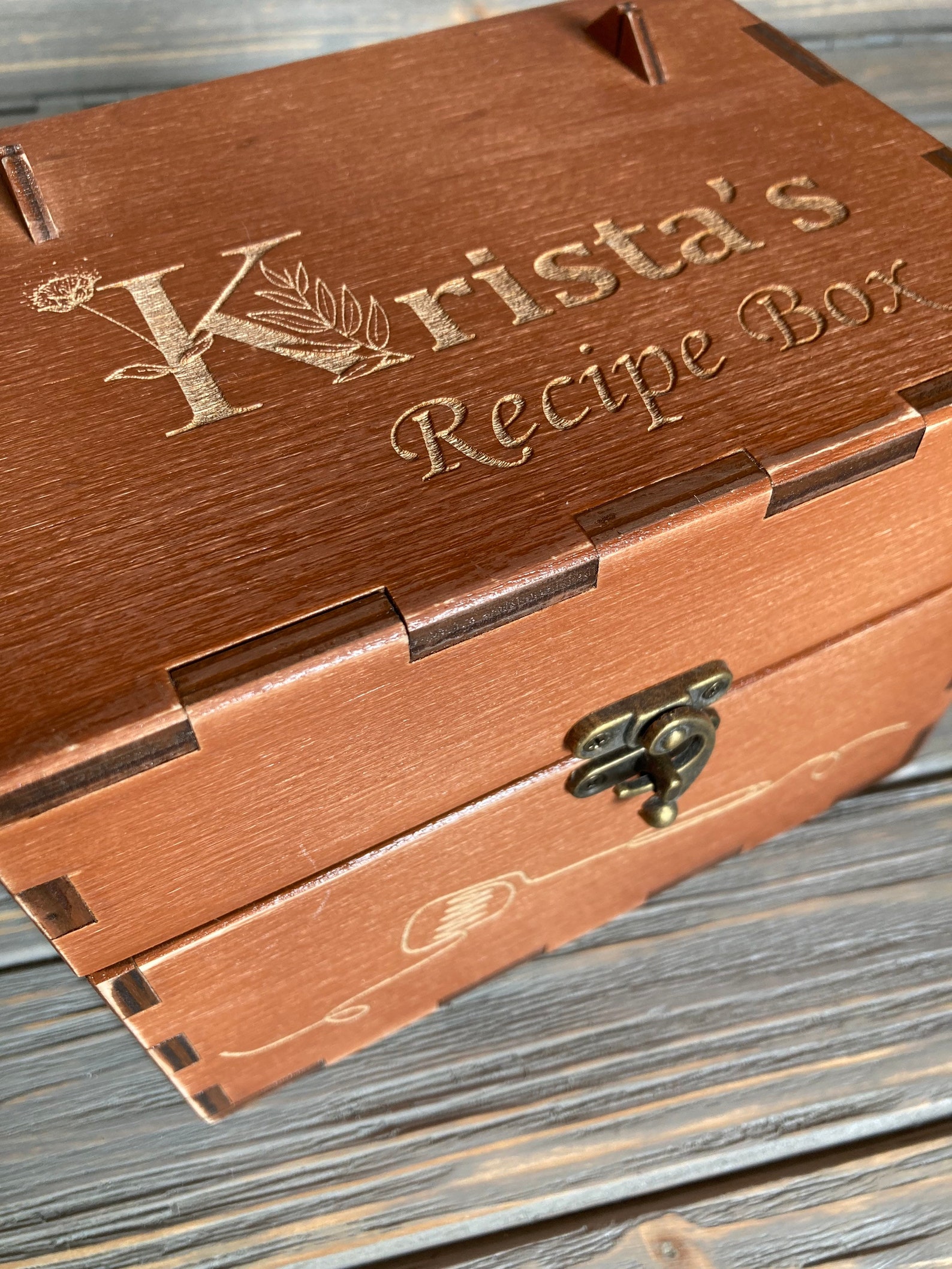 Custom Recipe Box with Dividers Wooden Recipe Card Box Gift Etsy