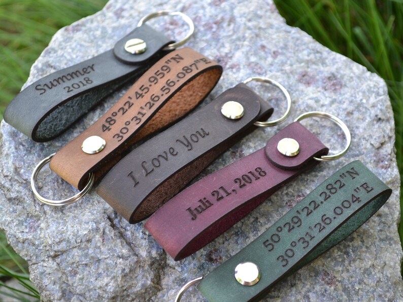 Personalized Leather Keychain Drive Safe Key chain Custom Etsy