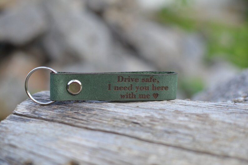 Personalized Leather Keychain Drive Safe Key chain Custom Etsy