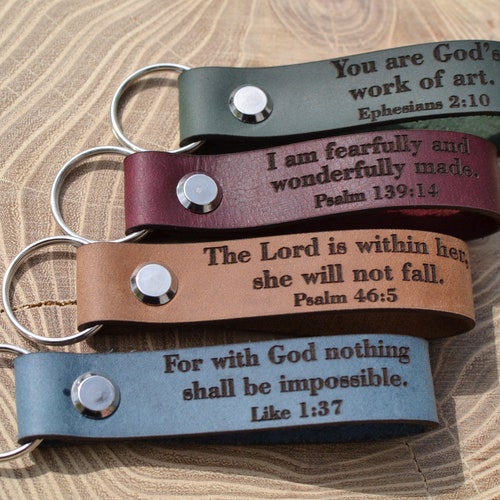 Custom Leather Keychain Personalized Bible Verse Permanent - Etsy