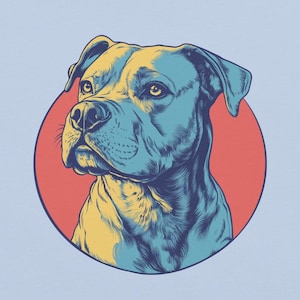 Colorful Pit Bull Art Shirt – Retro Pop Art Style Dog Lover Tee, Bold Pitbull Owner Gift, Modern Dog Portrait T-Shirt