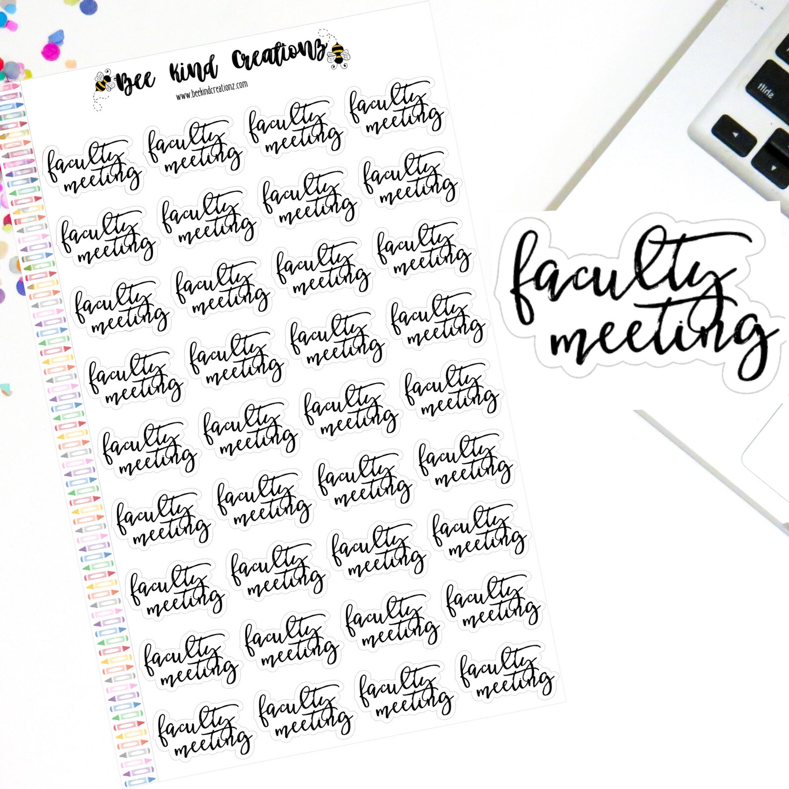Faculty Meeting Stickers Teacher Planner Stickers Happy Etsy