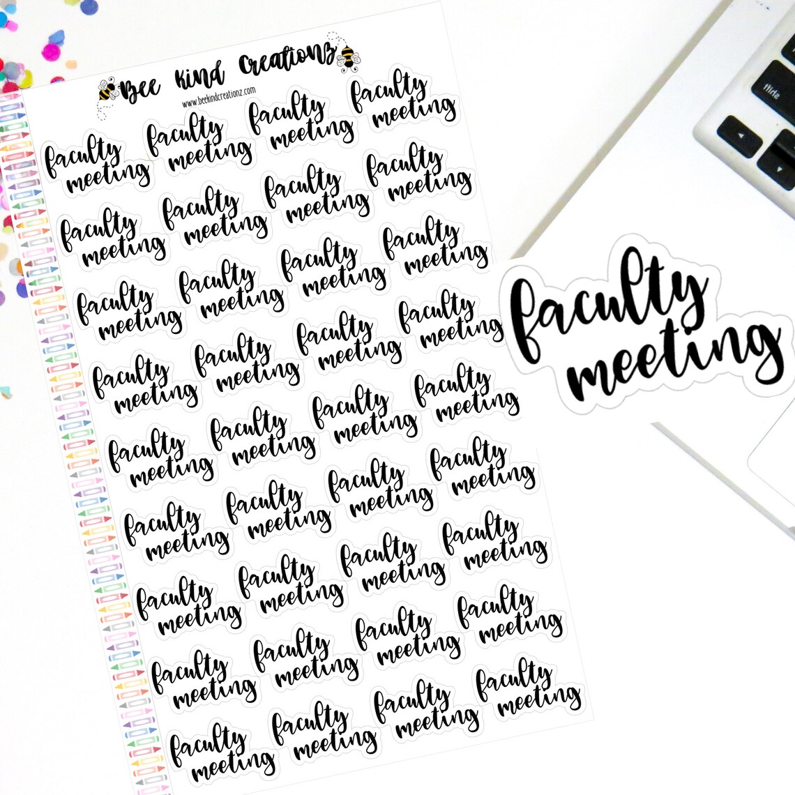 Faculty Meeting Stickers Teacher Planner Stickers Happy Etsy