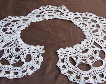 White cotton collar Crochet collar Lace collar Knitted collar