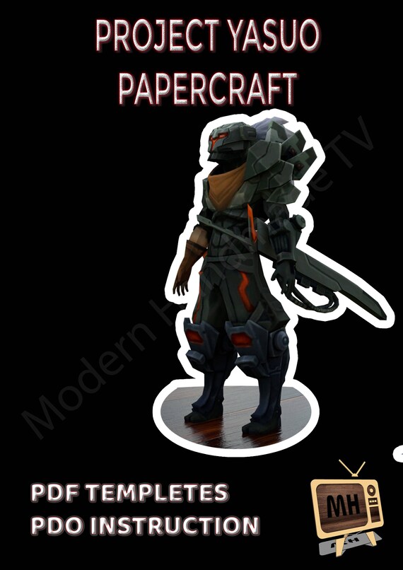 Diy 3d Paper Model Project Yasuo Paper Model Lol 3d Paper Etsy