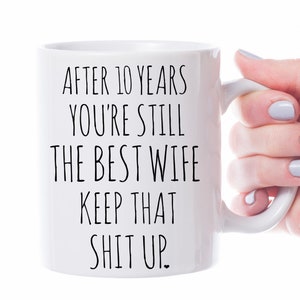 10 Anniversary Gift for Wife 10th Wedding Anniversary Gift For Wife 10th Wedding Celebration Gift Tin Year Anniversary Mug