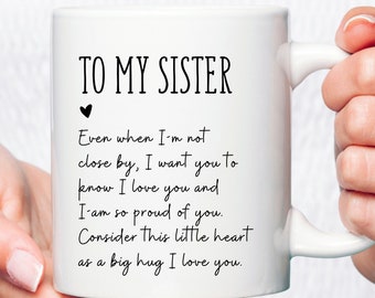 Regalo para mi hermana, regalo personalizado para hermana, taza para hermana, mejor amiga que se muda, taza para larga distancia