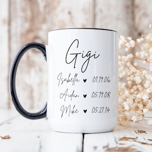 Gepersonaliseerde Gigi-mok Gigi Moederdagcadeaus voor Gigi-kinderen Namen Gepersonaliseerde cadeaus voor Gigi Aangepaste mok Kerstcadeau voor Gigi