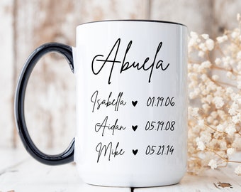 Abuelita Abuela Regalo del día de la madre para la abuela Nombres de los nietos Regalos personalizados para la abuela Taza Regalo de Navidad para la abuela