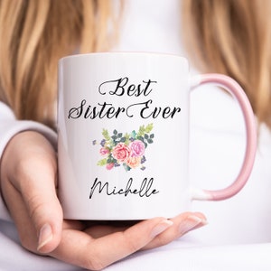 Schwester Geschenk von Schwester Geschenk von Bruder zu Schwester Becher Beste Schwester überhaupt mit Namen