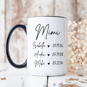 Tazza personalizzata Mimi Mimi Regali per la festa della mamma per Mimi Nomi dei nipoti Regali personalizzati per Mimi Tazza personalizzata Regalo di Natale per Mimi