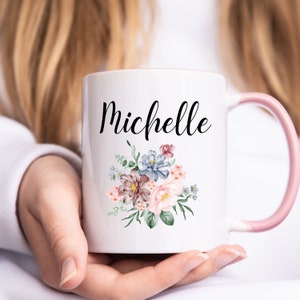 Personalized Name Mug for Women,Custom Name Coffee Mug,Mothers day Floral gift