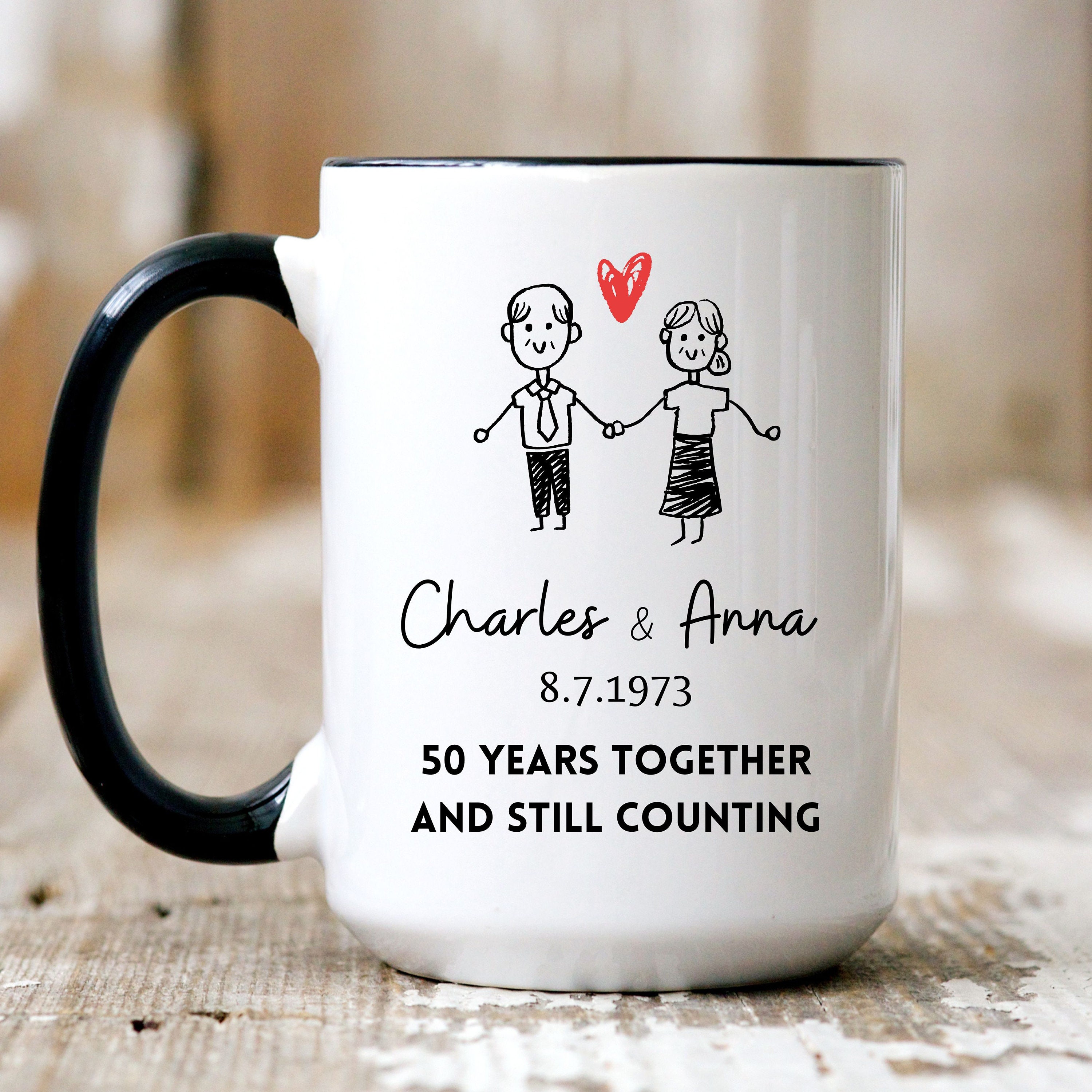 Set Regalo Tazze Da Caffè Per Coppie Con Anello - 320 Ml, Ceramica Bianca E Nero, Idea Regalo Matrimonio E Fidanzamento