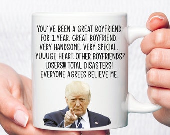 彼氏への1年記念日ギフト、面白いトランプの素敵な彼氏マグカップの誕生日、彼氏への1年記念日ギフト