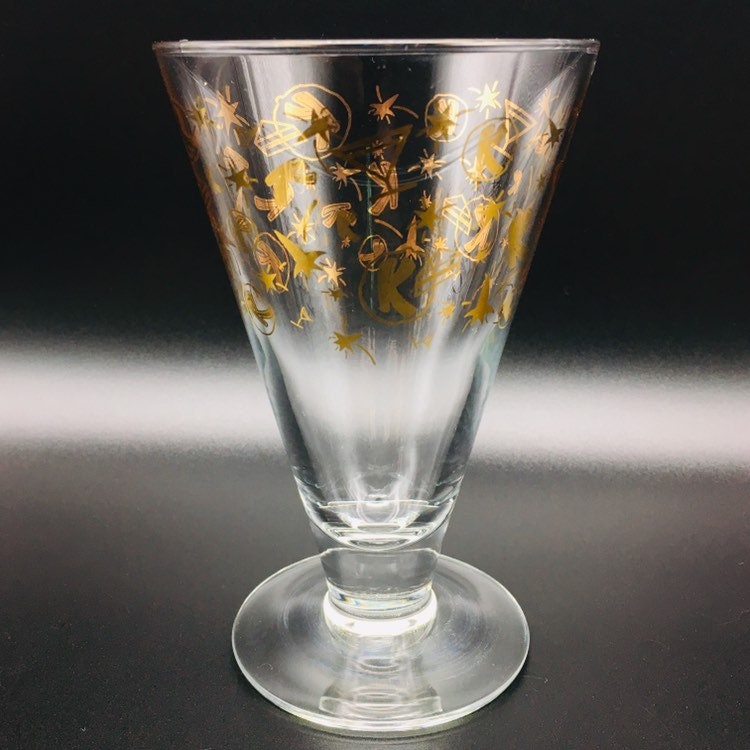 Vintage Kahlua Mudslide Glasses, Pair of 2 Gold Rockets and K Cocktail
