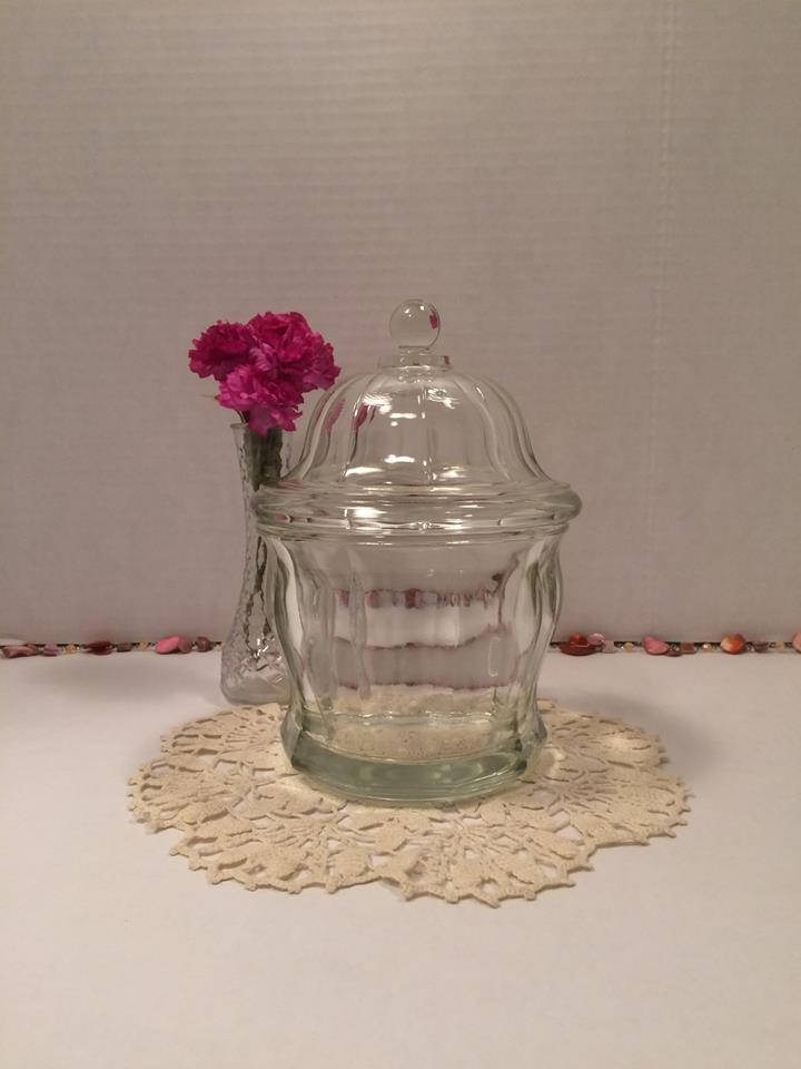Antique Clear Glass Apothecary Jar Drug Store Jar With Matching Lid Early 1900 S