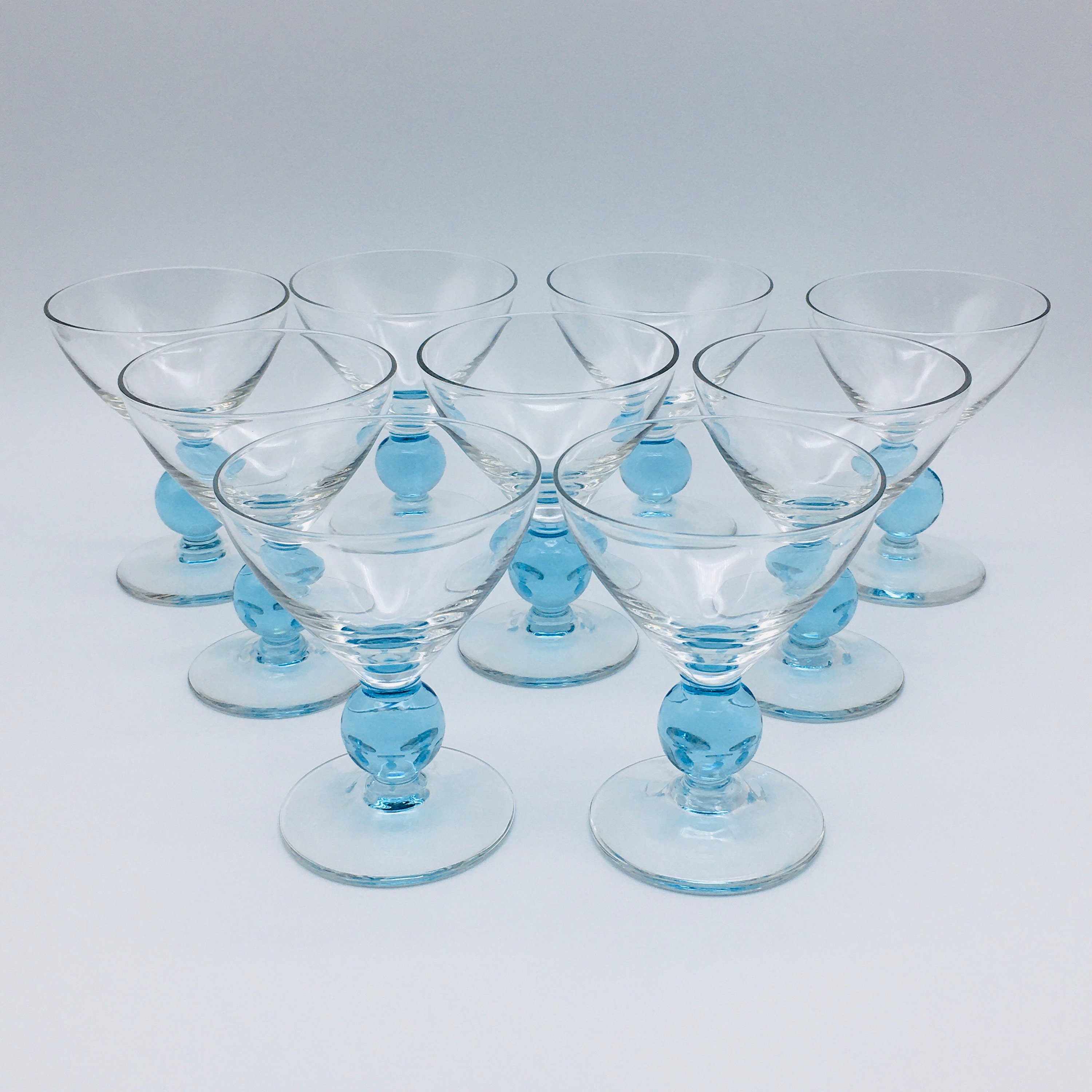 Eight Vintage Bryce Crystal 894 CERULEAN BLUE Stem Liquor Cocktail Glasses 4 7/8 Eight Vintage Bryce Crystal 894 CERULEAN BLUE Stem Liquor Cocktail Glasses 4 7/8