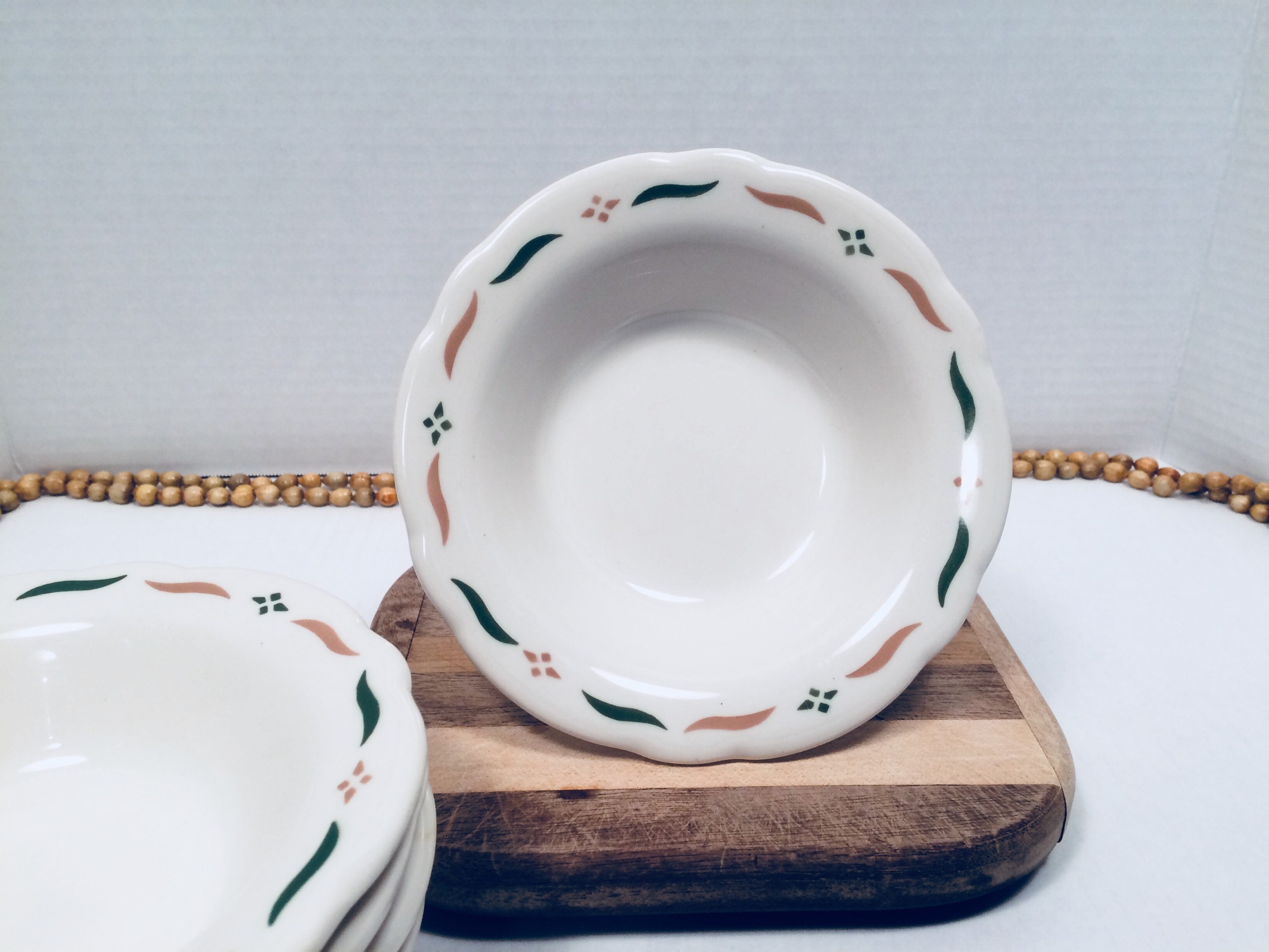 Vintage Buffalo China Bowls Restaurant Ware Cream with Green and Tan ... Vintage Buffalo China Bowls Restaurant Ware Cream with Green and Tan ...