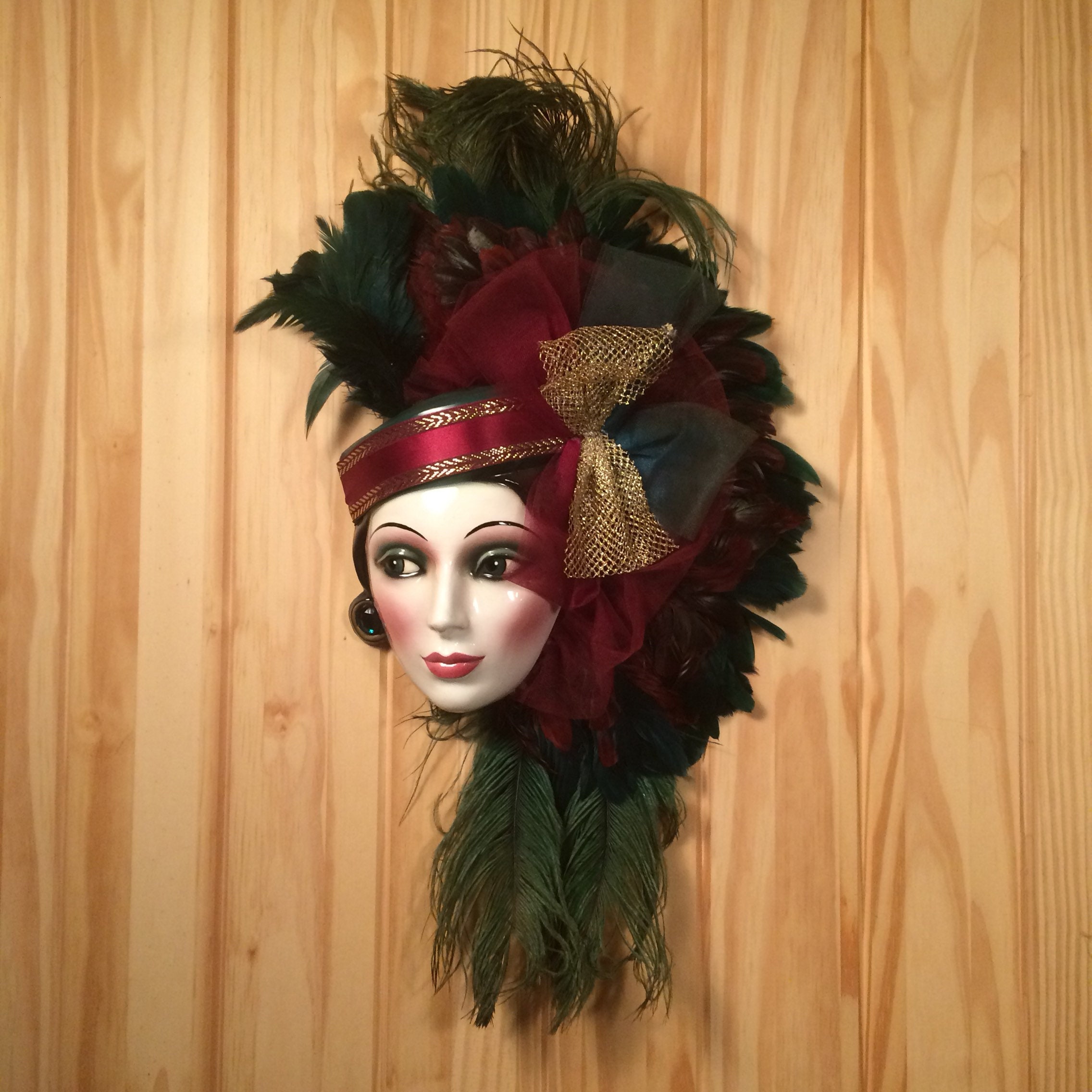 Vintage Porcelain Mask Victorian Lady Feathered Mask, Clay ...