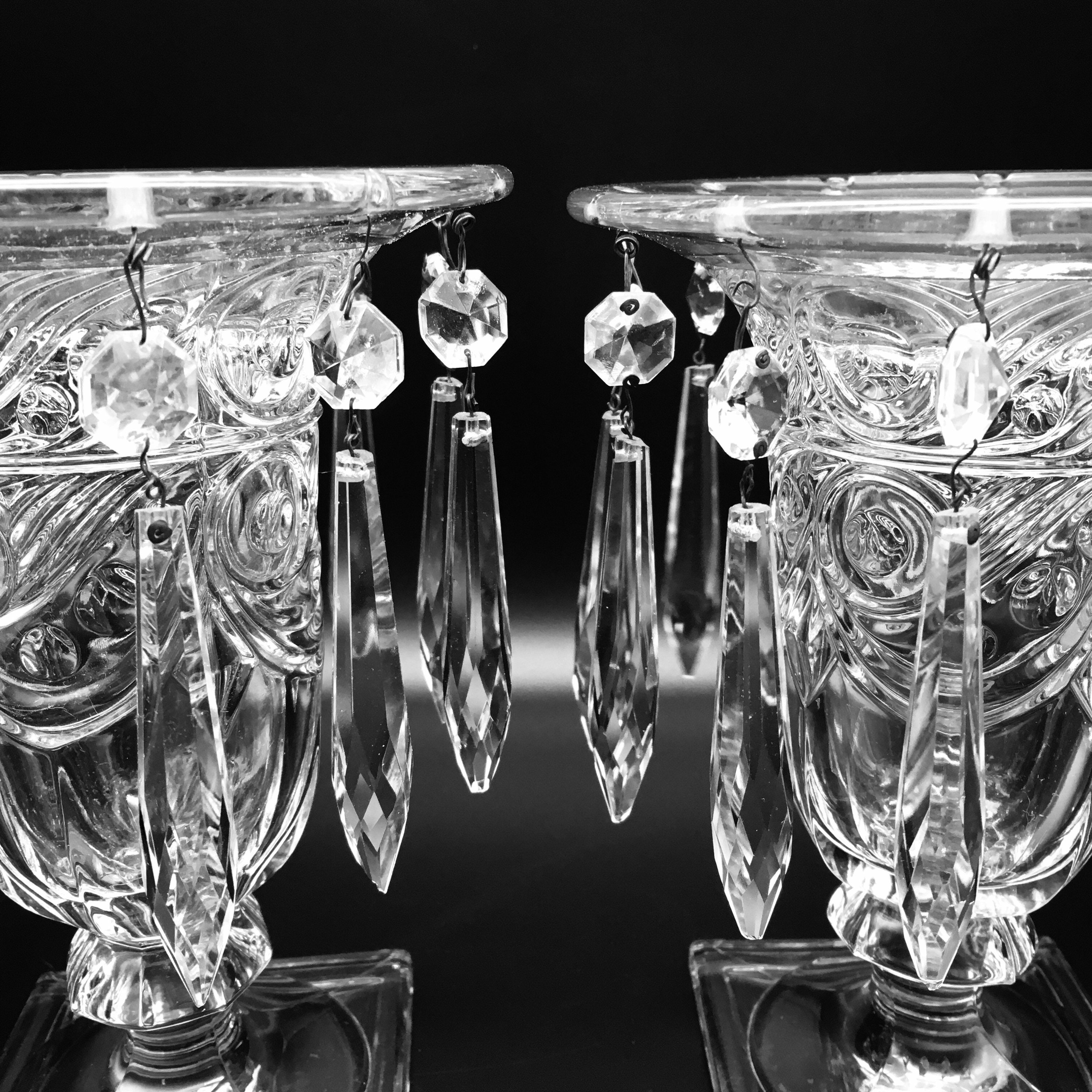 Heisey Ipswich Candle Holder With Prisms Pair of 2 Etsy