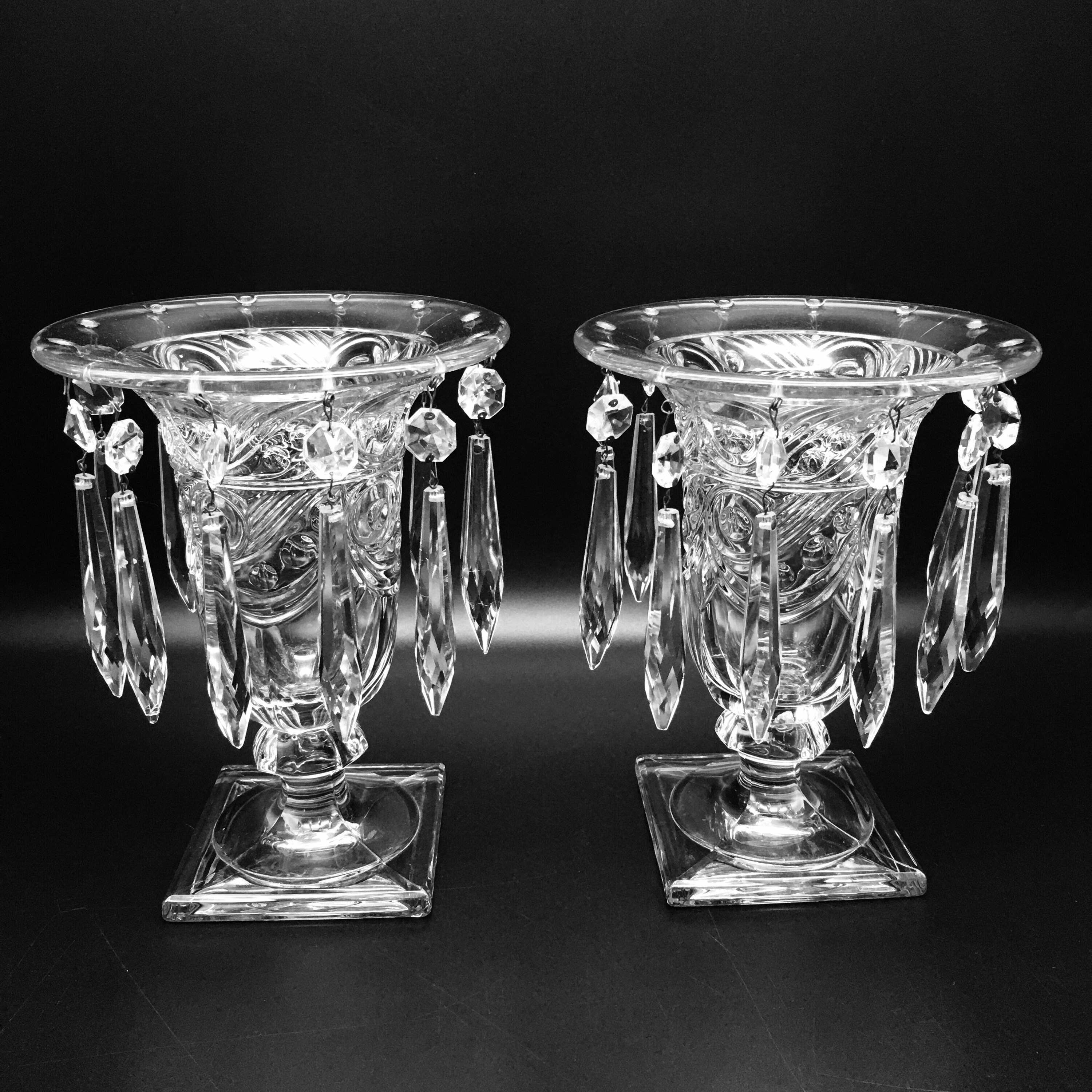 Heisey Ipswich Candle Holder With Prisms Pair of 2 Etsy