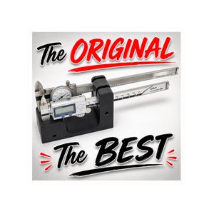 May include: A black and silver digital caliper with a digital display and a dial gauge. The text "The ORIGINAL" is above the caliper in red, and "The BEST" is below in black.