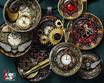 clock,round,yellow,black 14mm 20mm 16mm 10mm 12mm photo 18mm 8mm glass cabochons Steampunk Lady