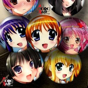 Anime Manga Digital Collage Sheets Printable 1.629", 1.373" Circles for 1.25", 1" Buttons, Magnets, Glass Cabochons Digital Download JC-181B image 2