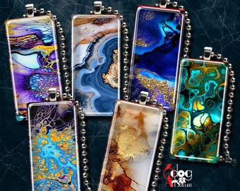 Folhas de colagem digital com estampa de mármore para impressão, ideais para artesanato com pingentes de dominó - Retângulos de 1"x2", 19 x 38 mm, 15 x 30 mm e 10 x 22 mm JC-395R