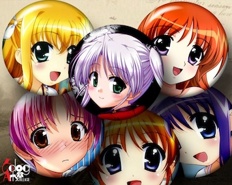 Anime Manga Digital Collage Sheets Printable 1.629&quot;, 1.373&quot; Circles for 1.25&quot;, 1&quot; Buttons, Magnets, Glass Cabochons Digital Download JC-181B