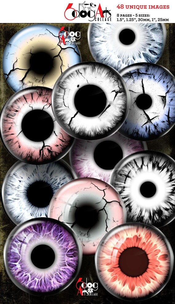 Monster Doll Eye Irises Digital Collage Sheets Printable | Etsy
