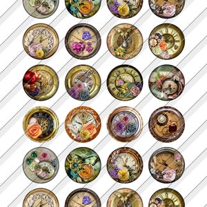 Memories Digital Collage Sheets Printable Download Bottle Caps Glass Cabochons Scrapbooking 1.5 1.25 1 30mm 25mm Circles JC-313 image 3