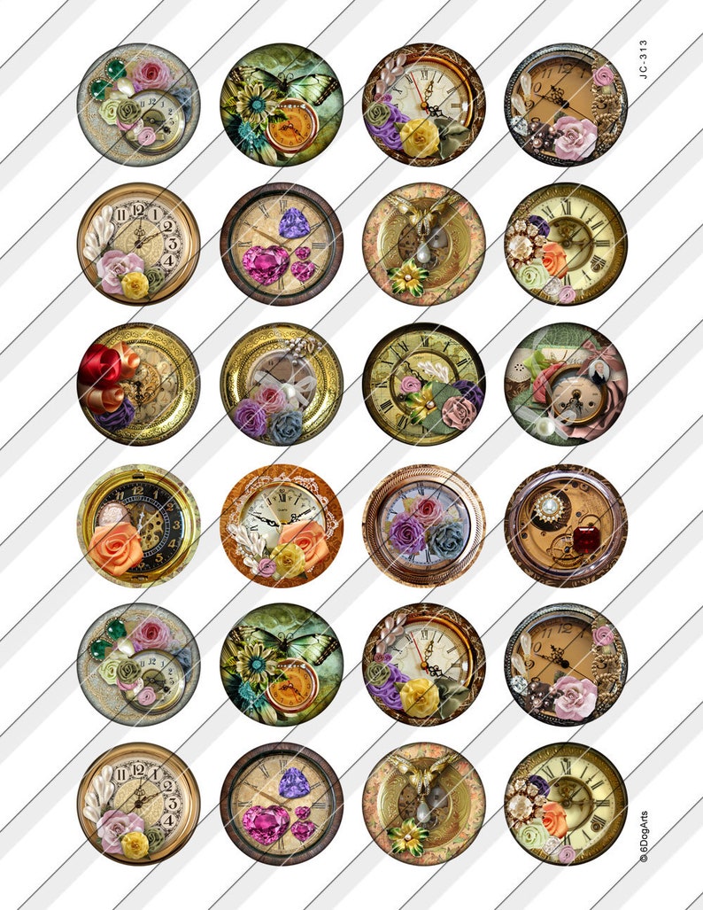 Memories Digital Collage Sheets Printable Download Bottle Caps Glass Cabochons Scrapbooking 1.5 1.25 1 30mm 25mm Circles JC-313 image 3