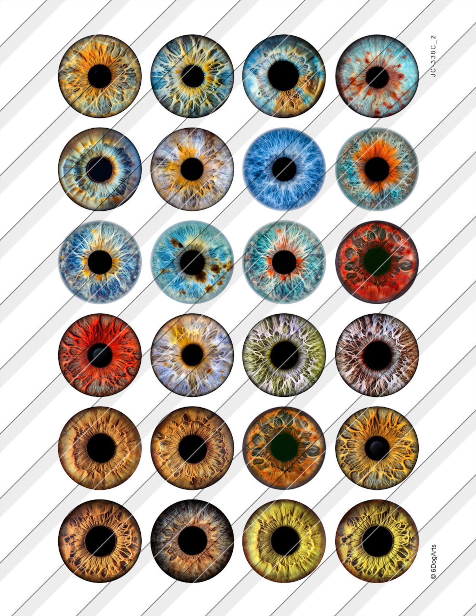 Iprintable Ris Eye Eye Irises Digital Collage Sheets Printable 40mm, 1.5