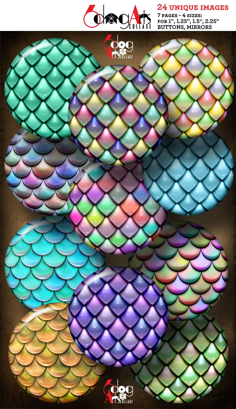 Baby Dragon Scales Printable Digital Collage Sheets Etsy