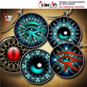 Magic Eye Digital Collage Sheets Printable Download Pendants Glass Cabochons Scrapbooking 1.5&quot; 1.25&quot; 1&quot; 30mm 25mm Circles JC-417
