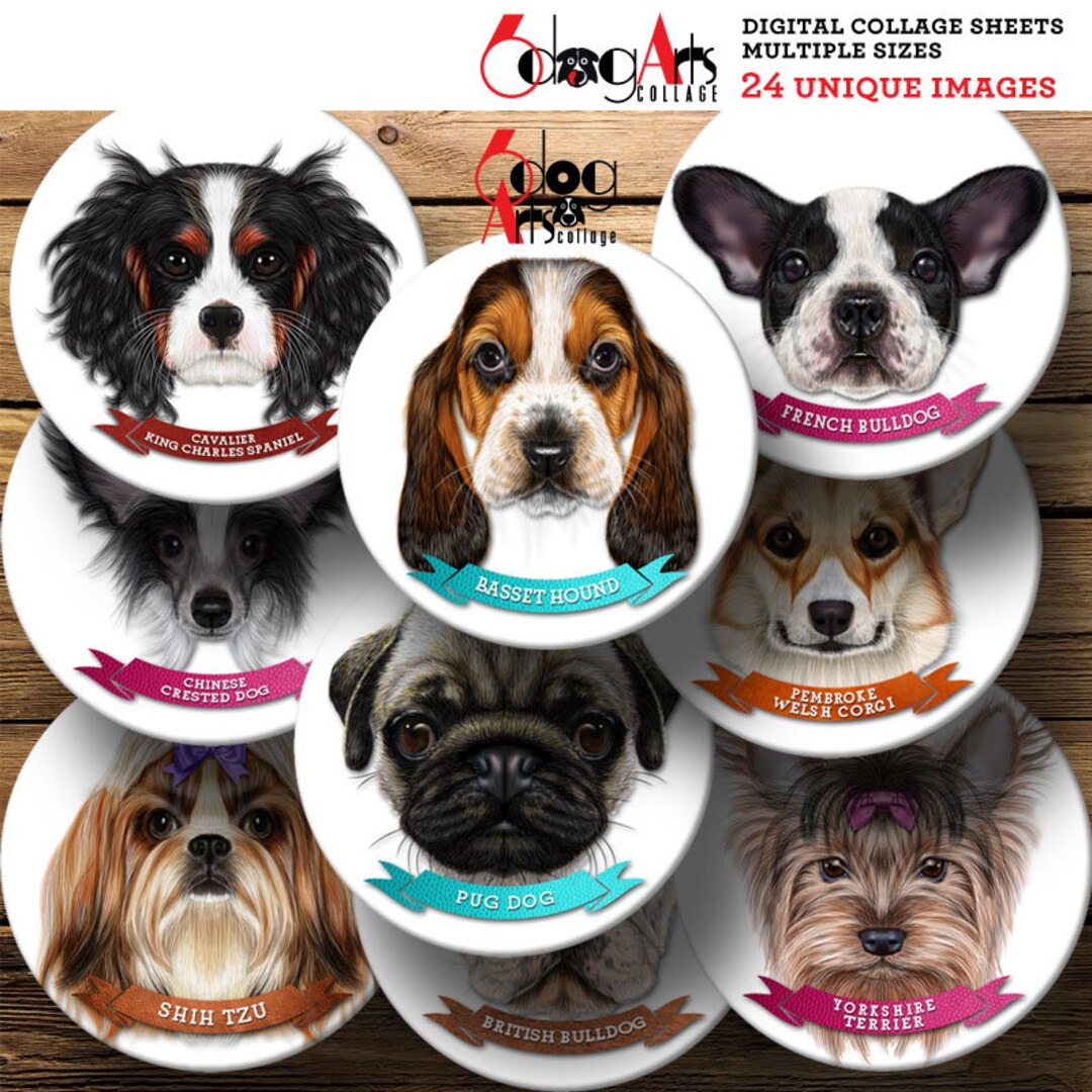 Dog Breeds Digital Collage Sheets Printable Downloads for Mini Bottle ...