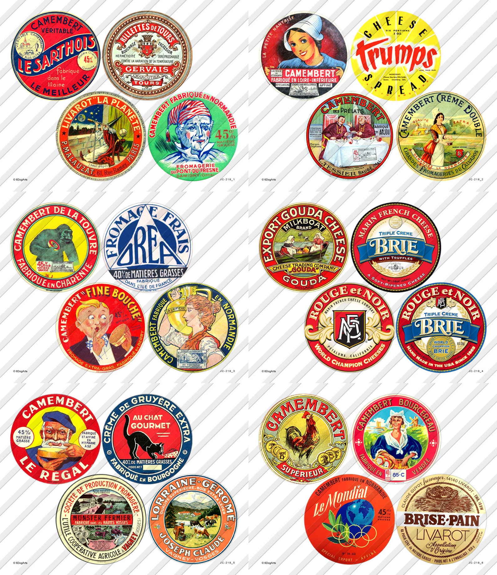 Vintage Cheese Labels Digital Collage Sheets Printable Etsy