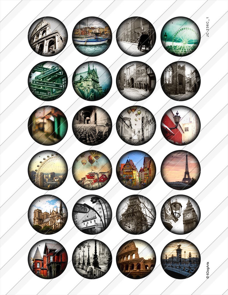 Europe Eiffel Tower Big Ben Notre Dame De Paris Digital Collage Sheets ...
