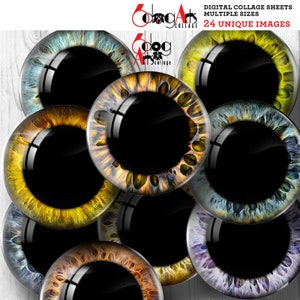 May include: A set of 8 colorful eye-like round stickers with black centers. The stickers have a variety of colors and patterns, including blue, green, yellow, and brown.