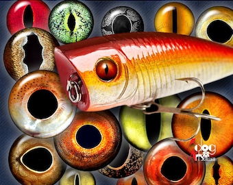 24 Realistic Reptile Fish Eyes for Fishing Lure, Taxidermy 1.5", 1.25", 30mm, 1", 25mm Digital Collage Sheets Printable Download JC-377
