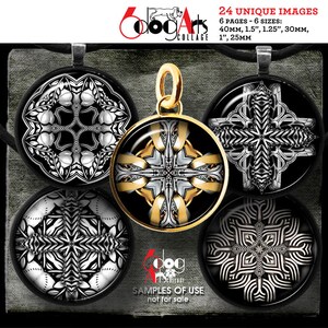 Crosses Digital Collage Sheets Printable Download for Bottle Caps Pendants Paper Crafts 40mm, 1.5&quot;, 1.25&quot;, 1&quot;, 30mm, 25mm Circles JC-290