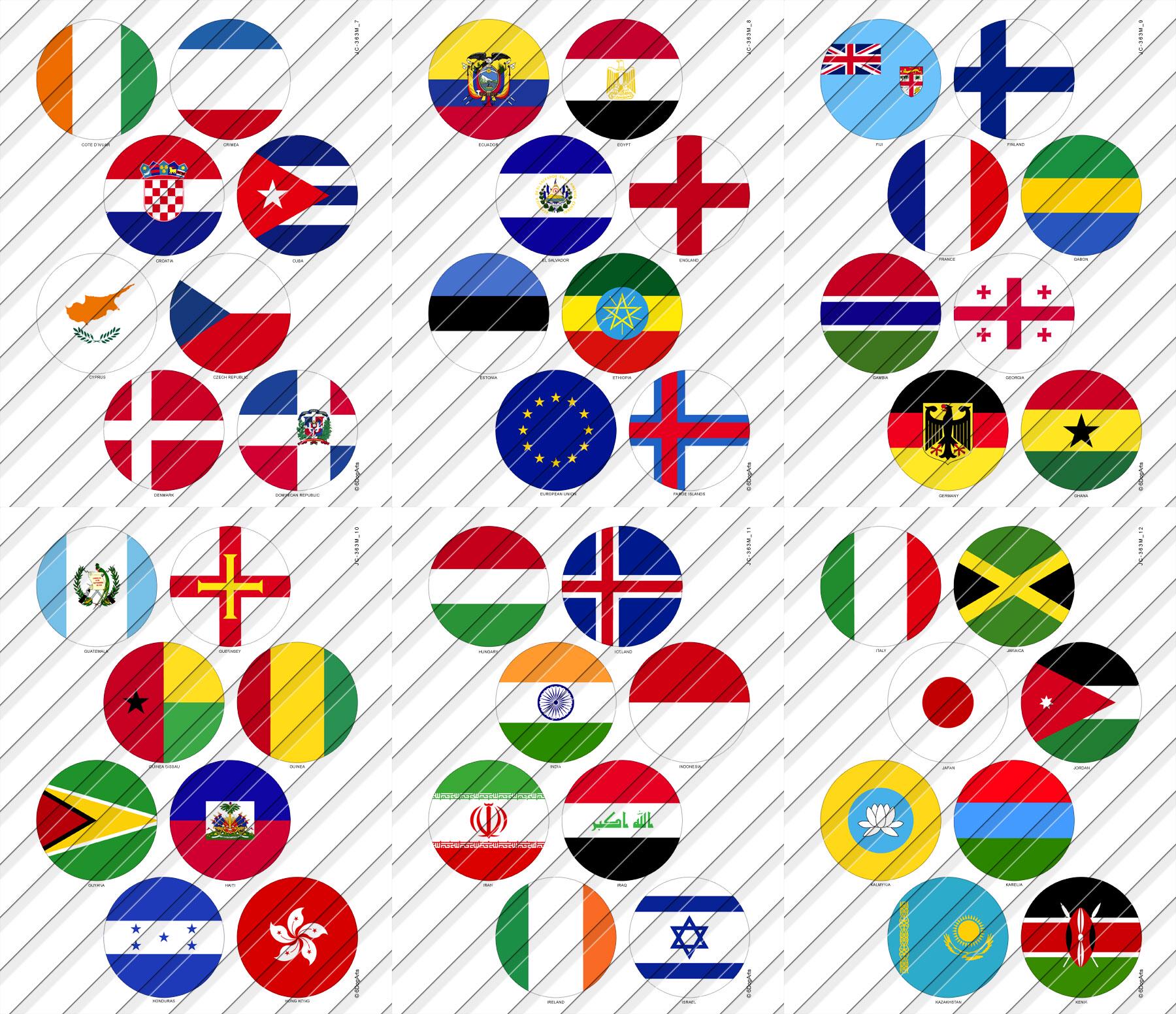192 World Flags Digital Collage Sheets Printable Download 2.625