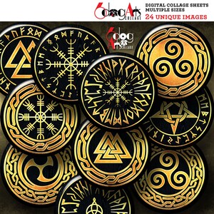 Esoteric Occult Symbols Digital Collage Sheets 2.625&quot; 1.85&quot; 1.629&quot; 1.375&quot; Circles Download for 2.25&quot; 1.5&quot; 1.25&quot; 1&quot; Buttons, Mirrors JC-429B
