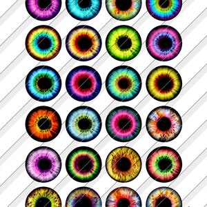 Realistic Eyes printable Digital Collage Sheets - 1 inch circles, 14mm 12mm - Instant Download for doll making, Blythe dolls by 6DogArts on Etsy